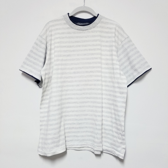 Vintage Other - Vintage Gray White Stripes Tshirt Large